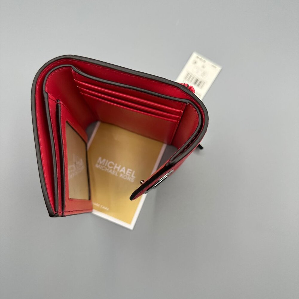 Michael Kors Greenwich Med Envelope Trifold Wallet Geranium Saffiano NWT *READ* - Picture 10 of 16